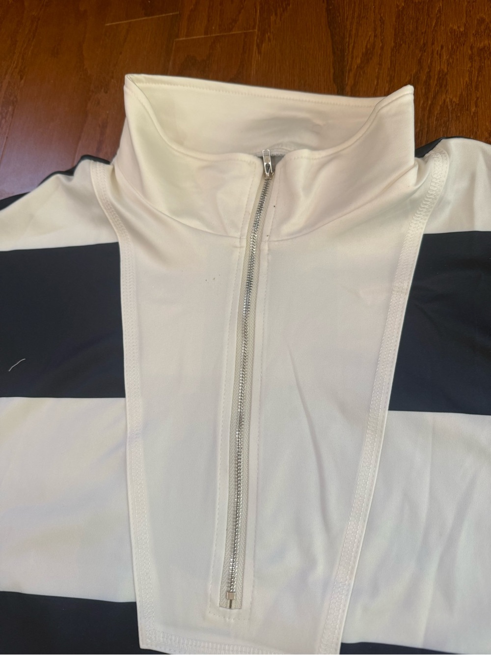 Coastal Navy Stripe Lounge Set Quarter Zip Top & Shorts - Picture 7 of 8